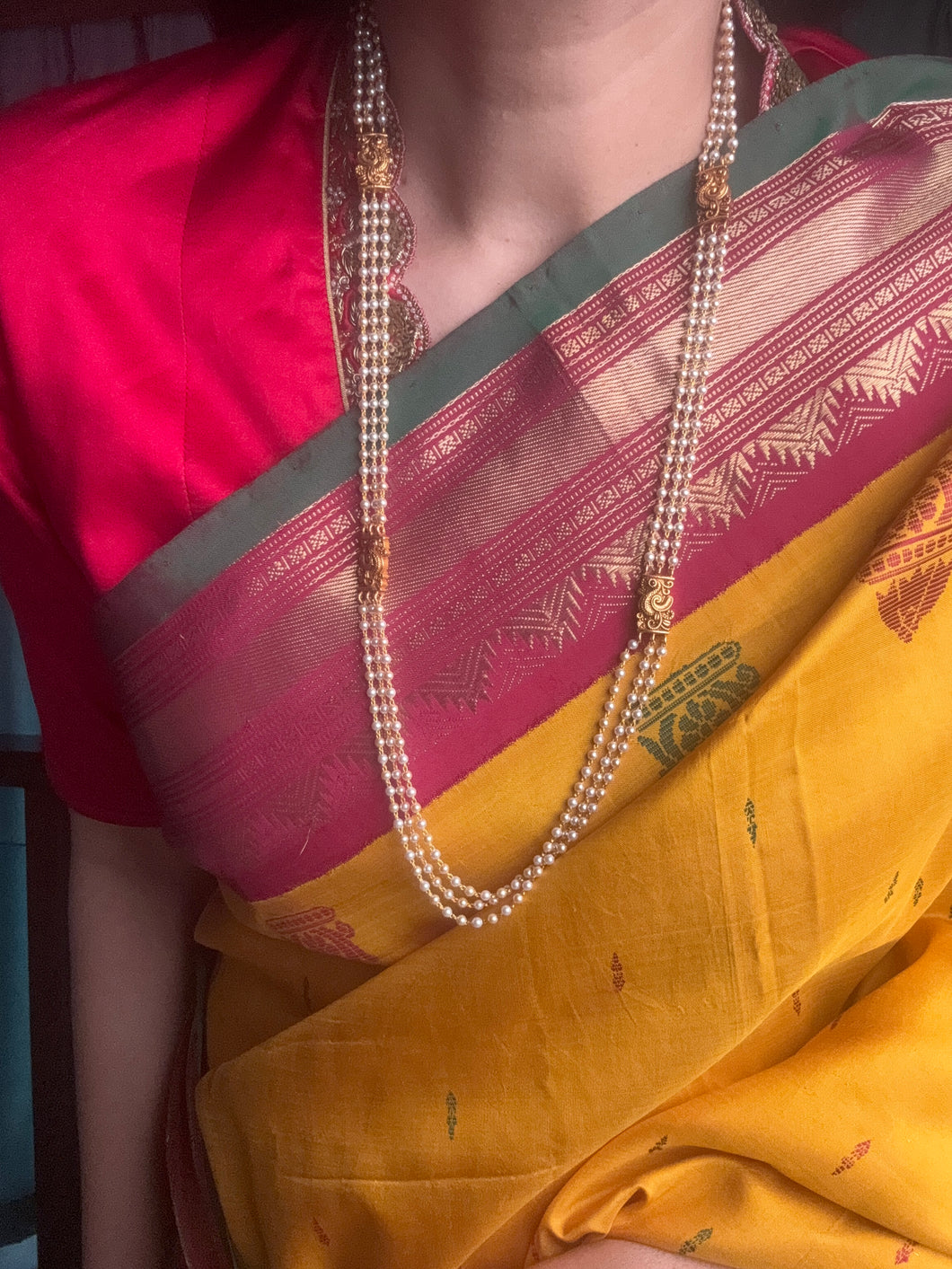 Statement vintage pearl long necklace (Made on Order)