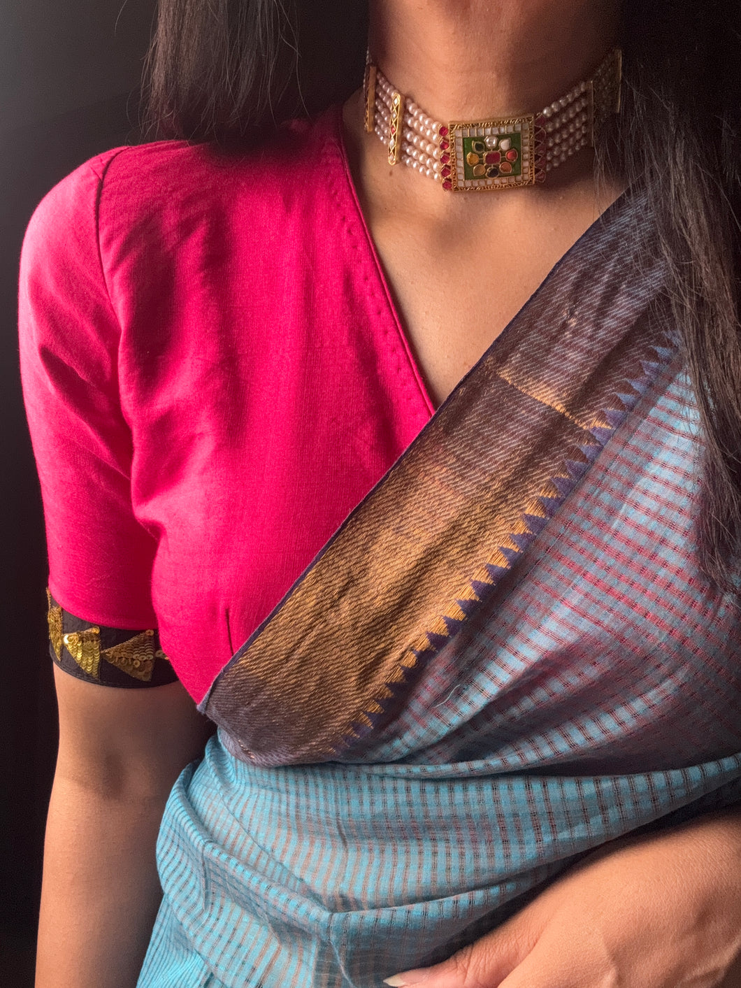 One of a kind statement silver kundan choker