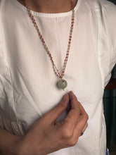 Load image into Gallery viewer, Dainty Inlay work neckpiece in natural aventurine and gemstones
