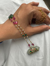 Load image into Gallery viewer, Dainty Inlay work neckpiece in natural aventurine and gemstones
