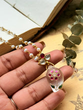 Load image into Gallery viewer, Dainty Inlay work necklace in natural aventurine and gemstones
