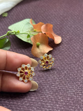 Load image into Gallery viewer, South Indian traditional stone studs in silver 925
