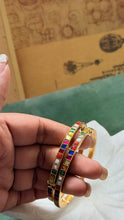 Load image into Gallery viewer, Multicoloured openable kundan stone bangle
