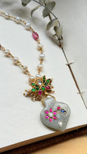 Load image into Gallery viewer, Dainty Inlay work necklace in natural aventurine and gemstones
