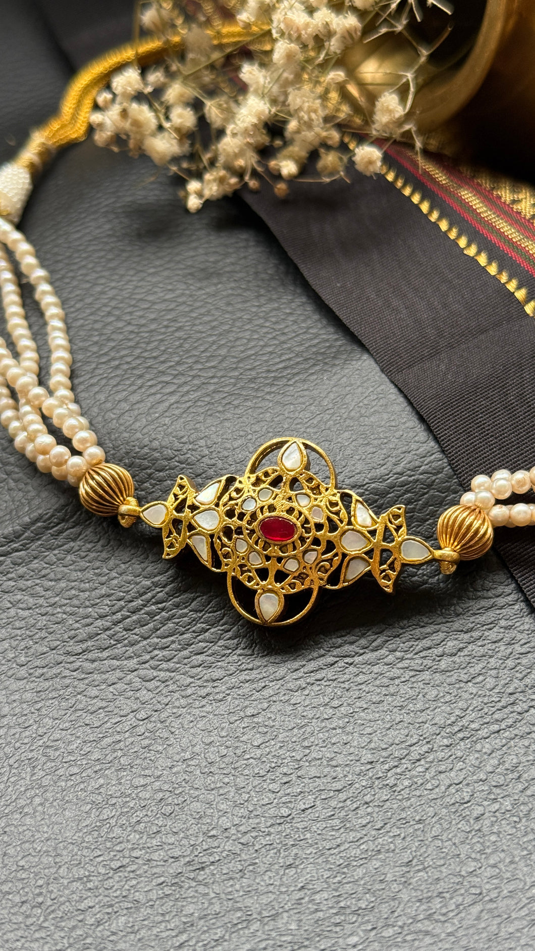 One of a kind silver kundan choker