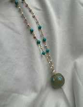 Load image into Gallery viewer, Dainty Inlay work neckpiece in natural aventurine and gemstones
