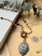 Load image into Gallery viewer, Dainty Inlay work necklace in natural aventurine and gemstones
