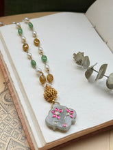 Load image into Gallery viewer, Dainty Inlay work necklace in natural aventurine and gemstones
