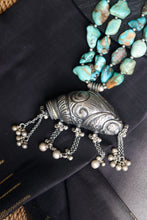 Load image into Gallery viewer, One of a kind natural turquoise necklace with vintage pendant
