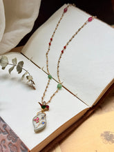 Load image into Gallery viewer, Dainty Inlay work necklace in natural aventurine and gemstones
