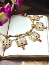 Load image into Gallery viewer, Statement inlay work  Navarathna  necklace
