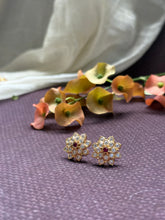 Load image into Gallery viewer, South Indian traditional stone studs in silver 925
