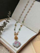 Load image into Gallery viewer, Dainty Inlay work necklace in natural aventurine and gemstones

