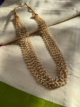 Load image into Gallery viewer, Multilayered Pearl bunch necklace in silver 925 and gold polish
