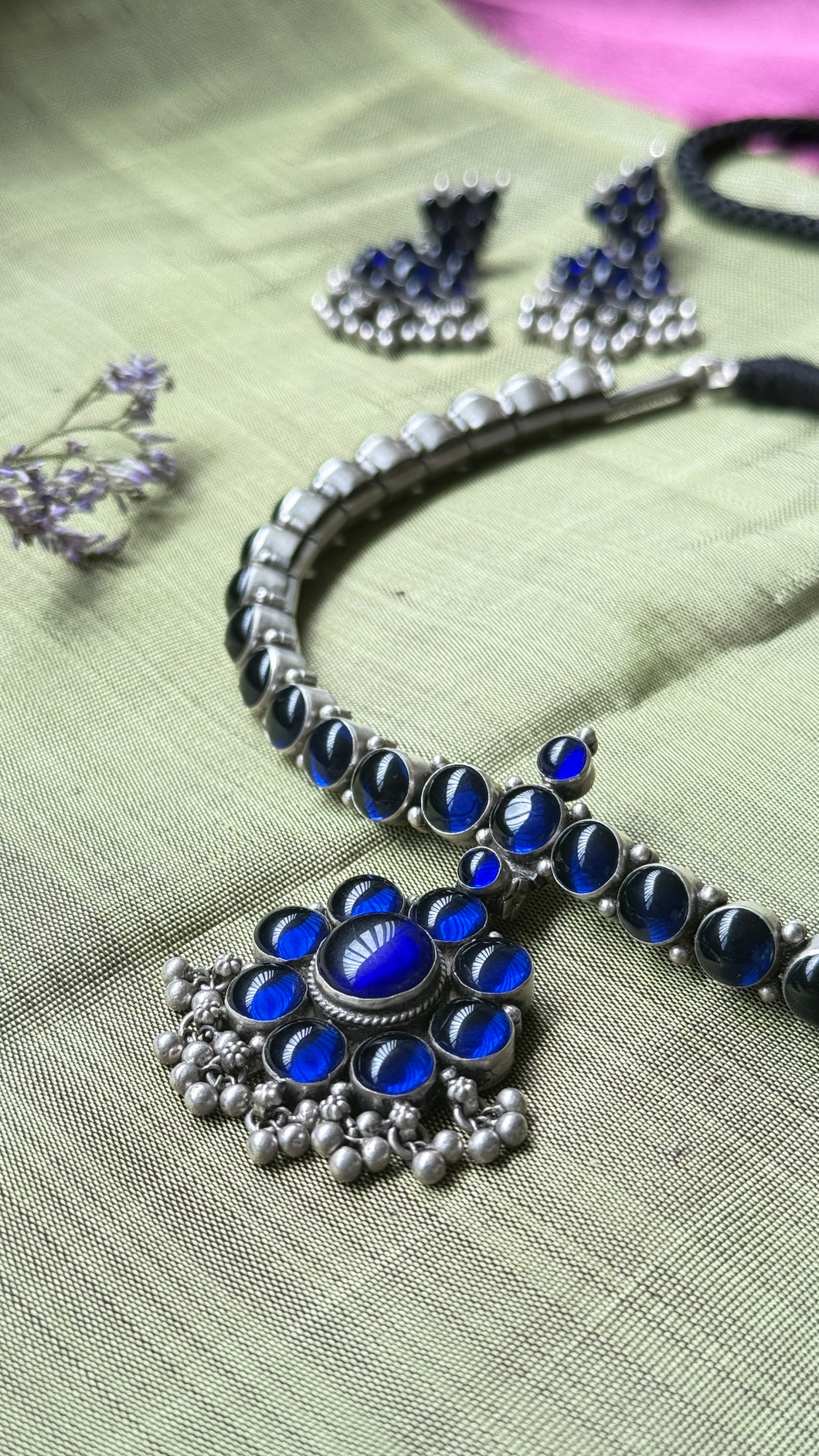 Kemp attigai necklace in silver 92.5 set