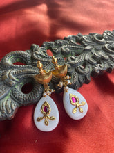 Load image into Gallery viewer, Silver 92.5 gold polish inlay work earrings
