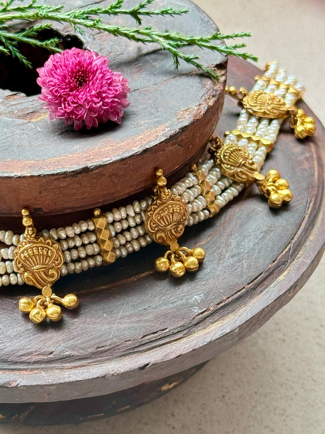 One of a kind silver pearl choker