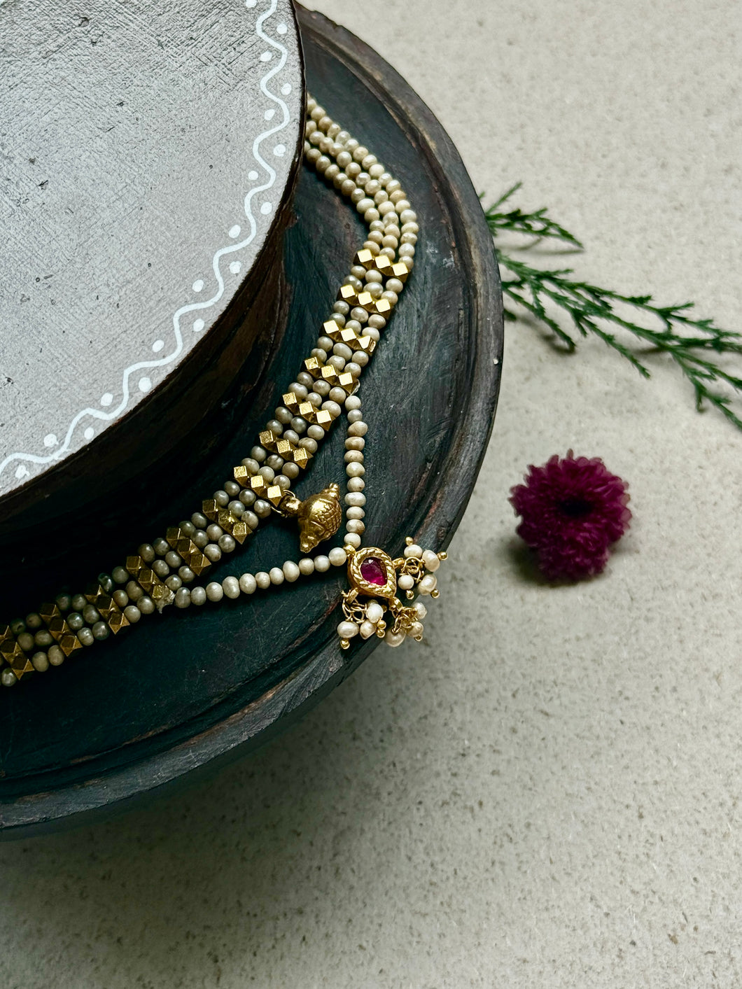 One of a kind silver pearl choker