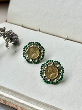 Load image into Gallery viewer, Statement Silver 92.5 victorian empress coin studs
