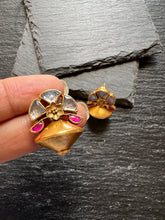 Load image into Gallery viewer, Silver 92.5 gold polish kundan dolki earrings
