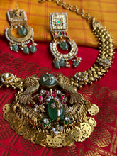 Load image into Gallery viewer, One of a kind peacock Kundan necklace with earrings
