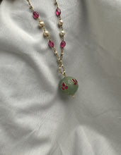 Load image into Gallery viewer, Dainty Inlay work neckpiece in natural aventurine and gemstones
