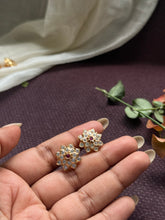 Load image into Gallery viewer, South Indian traditional stone studs in silver 925

