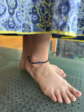 Load image into Gallery viewer, Silver and black beads evil eye anklets
