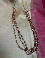 Load image into Gallery viewer, Coral &amp; pearl multiple layered necklace
