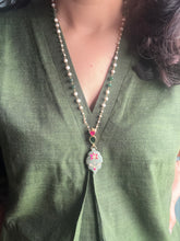 Load image into Gallery viewer, Statement inlay work jade pendant neck chain
