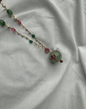 Load image into Gallery viewer, Dainty Inlay work neckpiece in natural aventurine and gemstones
