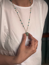 Load image into Gallery viewer, Dainty Inlay work neckpiece in natural aventurine and gemstones
