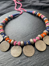 Load image into Gallery viewer, Statement silver necklace with vintage coins-2
