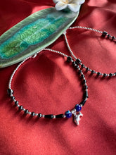 Load image into Gallery viewer, Silver and black beads evil eye anklets
