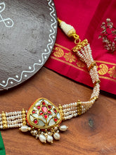 Load image into Gallery viewer, One of a kind silver pearl &amp; kundan choker
