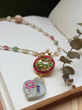 Load image into Gallery viewer, Dainty Inlay work necklace in natural aventurine and gemstones

