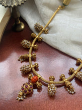 Load image into Gallery viewer, Vintage style coral necklace in silver 925

