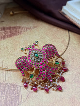 Load image into Gallery viewer, Gandaberunda statement pendant in silver 925 and gold polish
