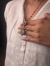 Load image into Gallery viewer, Dainty inlay work neckpiece in natural aventurine and gemstones
