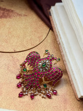 Load image into Gallery viewer, Gandaberunda statement pendant in silver 925 and gold polish
