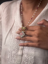 Load image into Gallery viewer, Dainty Inlay work necklace in natural aventurine and gemstones
