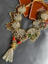 Load image into Gallery viewer, One of a kind, statement pearl choker necklace with kundan work pendant
