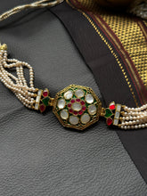 Load image into Gallery viewer, One of a kind mother of pearl and silver choker
