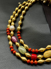 Load image into Gallery viewer, Statement multilayer coral dolki navratna necklace
