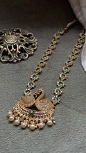 Load image into Gallery viewer, Vintage style swan necklace with cut stones
