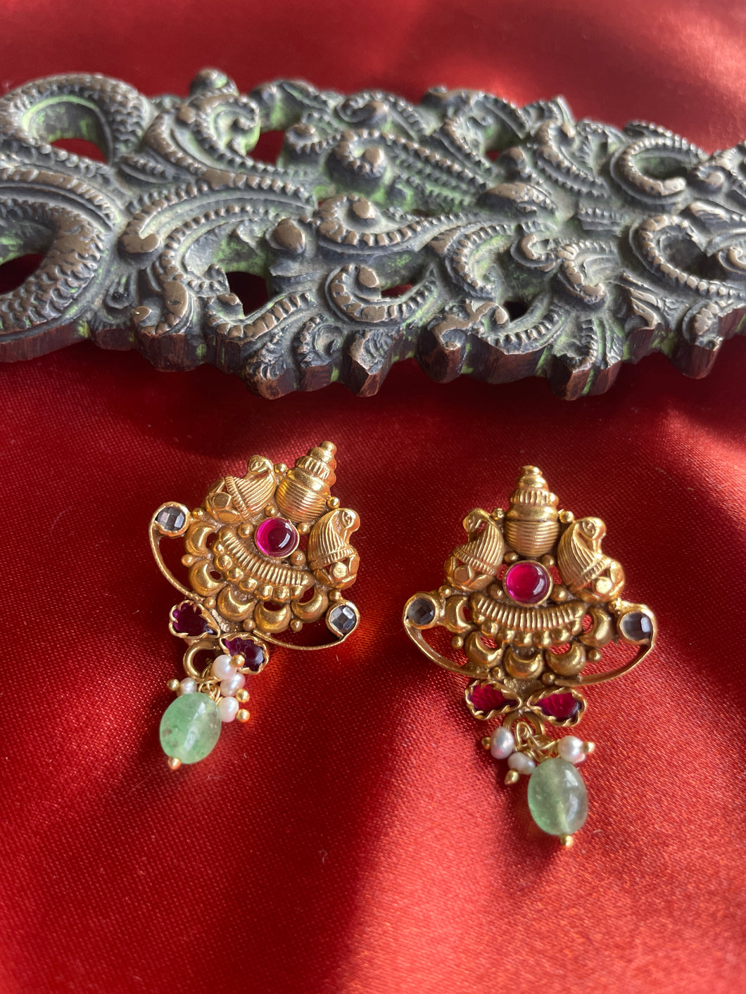 Silver 92.5 gold polish kundan earrings