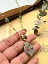 Load image into Gallery viewer, Dainty Inlay work necklace in natural aventurine and gemstones

