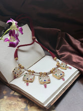 Load image into Gallery viewer, Statement inlay work  Navarathna  necklace
