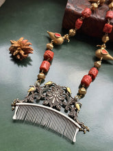 Load image into Gallery viewer, Statement coral comb bird necklace
