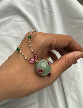 Load image into Gallery viewer, Dainty Inlay work neckpiece in natural aventurine and gemstones
